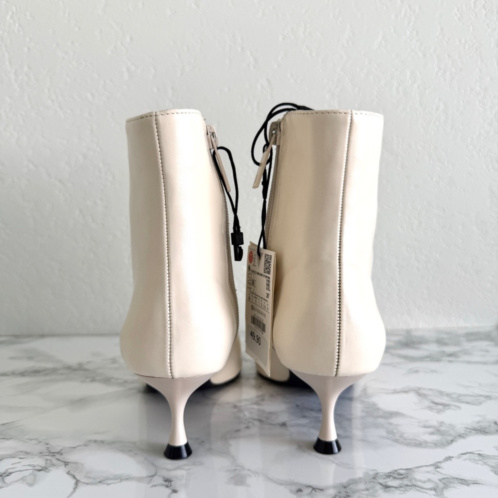 Zara Cream Ankle Boots, Women Size 5 - Picture 4 of 7